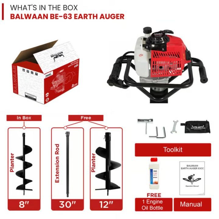 Balwaan BE-63 Earth Auger With 8'and 12' Planter – thumb